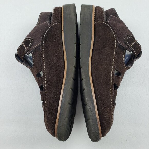 Vintage Leather Craft Chunky Fisherman Sandal Womens 10 Brown Platform Y2K 90s - Picture 6 of 16